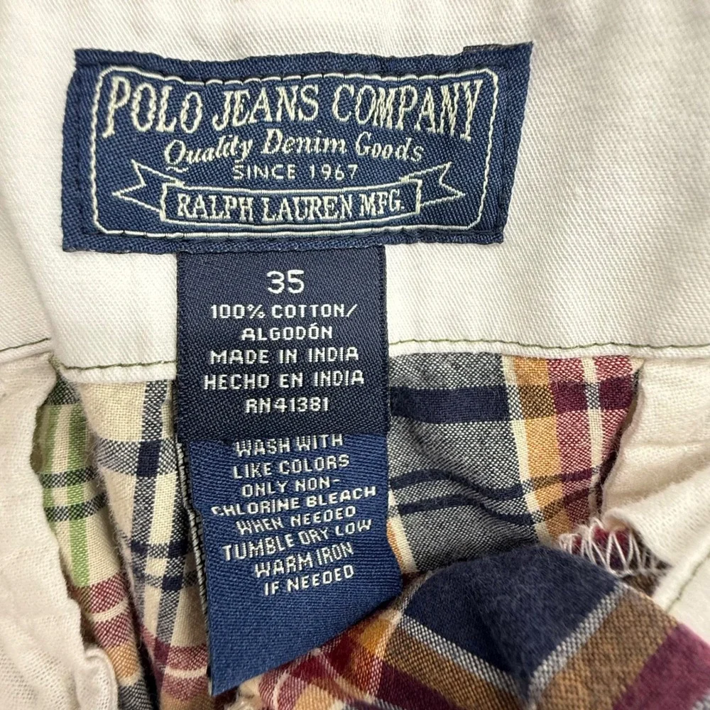 Polo Jeans Ralph Lauren Shorts Mens 35 Multi Plaid Excellent‎ Cotton Flat Front